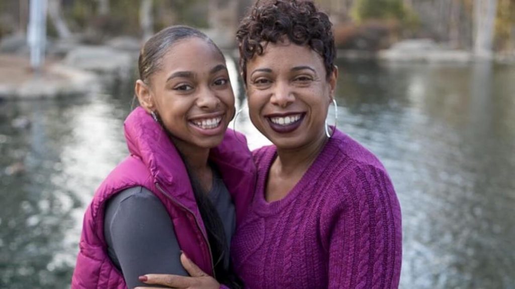 black mom and daughter