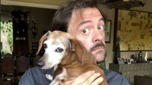 Actor Kevin Smith with Dog