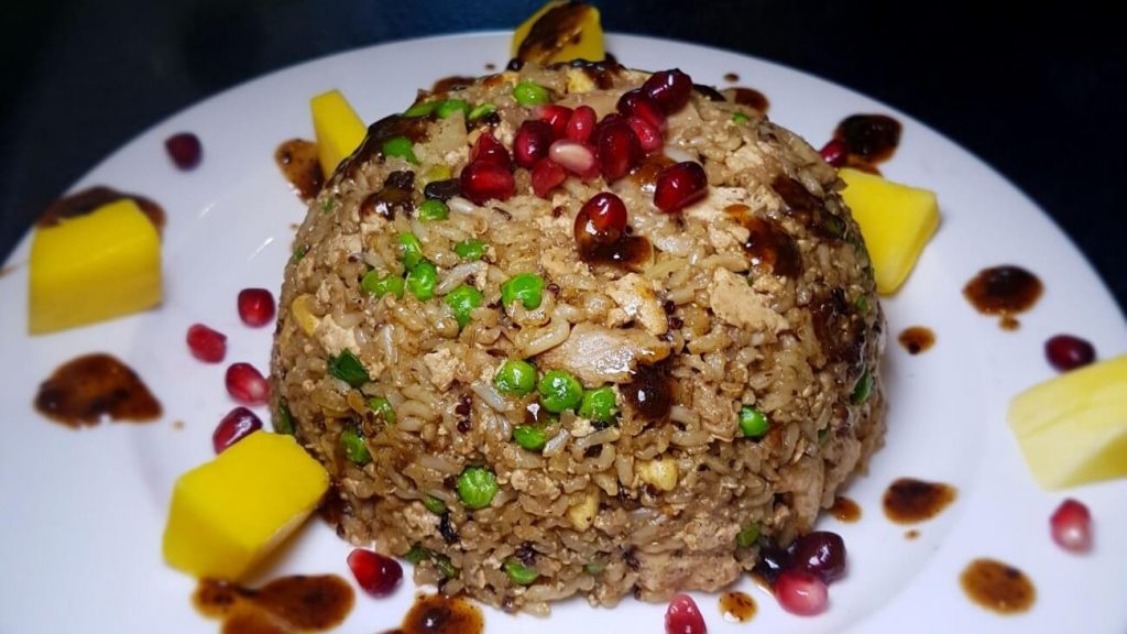 vegan egg and chicken special fried rice
