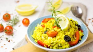 Vegan Saffron Rice Arame Paella Recipe