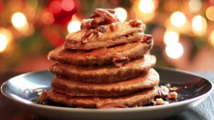 Festive Vegan Fruitcake Pancakes With Dried Fruits and Nuts