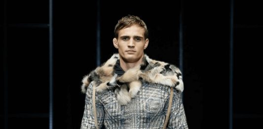 Designer Fashion Label Armani Debuts Men's Faux Fur Coat and Boots at Fall/Winter 2019-20 Fashion Show