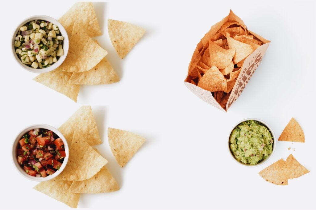 Photo of Chipotle vegan chips and dips.