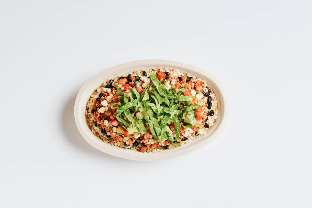 Photo of a Chipotle vegan burrito bowl.