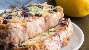 Vegan Blueberry Cake With a Tart Lemon Glaze