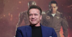 Arnold Schwarzenegger at a Terminator press conference