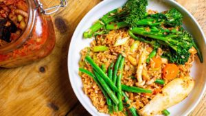 Vegan Fried Rice With Mushrooms and Kimchi