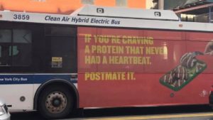 Postmates Promotes ‘Protein That Never Had a Heartbeat’ on Bus Campaign