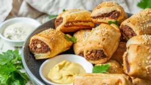 Vegan Meaty Sausage Rolls With Walnuts and Lentils