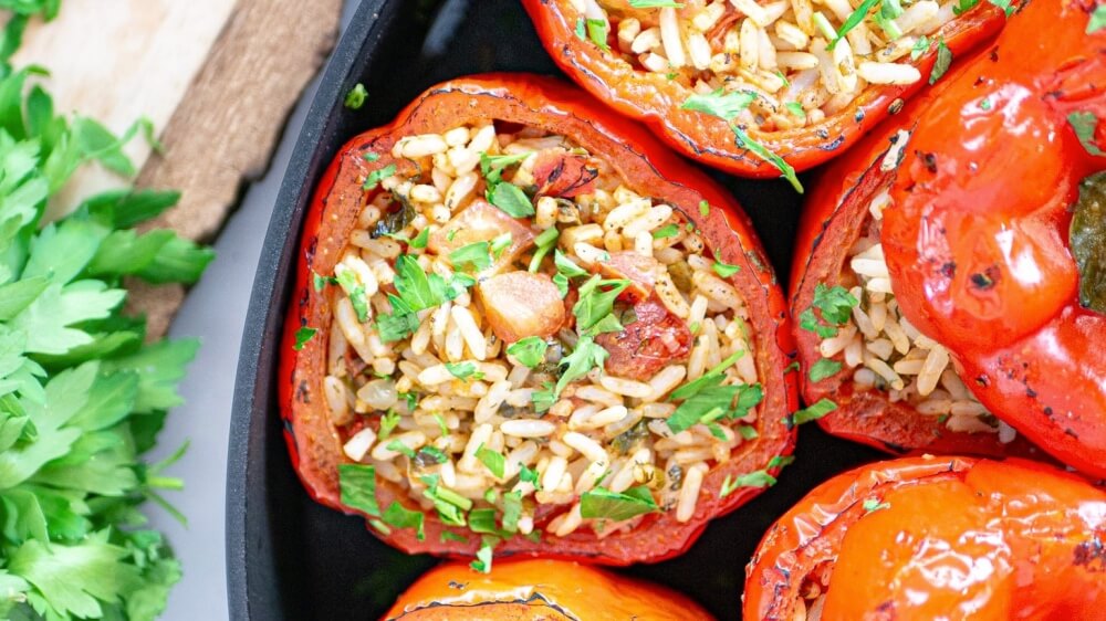 Impress With These Vegan Savory Stuffed Bell Peppers
