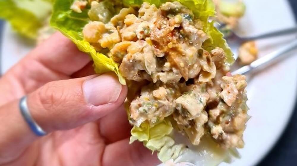 Vegan Fish-Free Seafood Salad With Chickpeas and Tofu