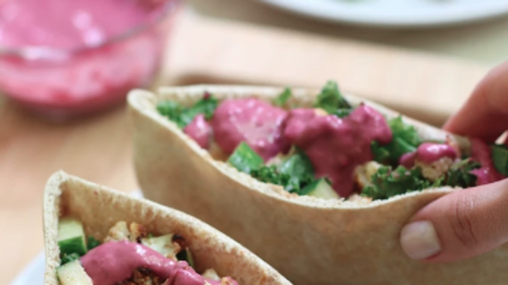 Vegan Cauliflower Shawarma With Blueberry Hummus
