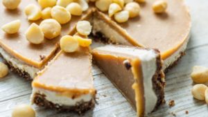 Indulge in This No-Bake Vegan Macadamia and Caramel Cheesecake