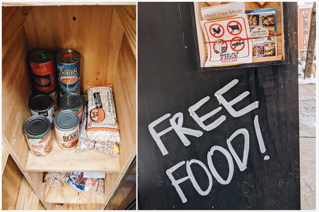 The community vegan fridge is located inside Overthrow Boxing Club. | Kat Smith for LIVEKINDLY
