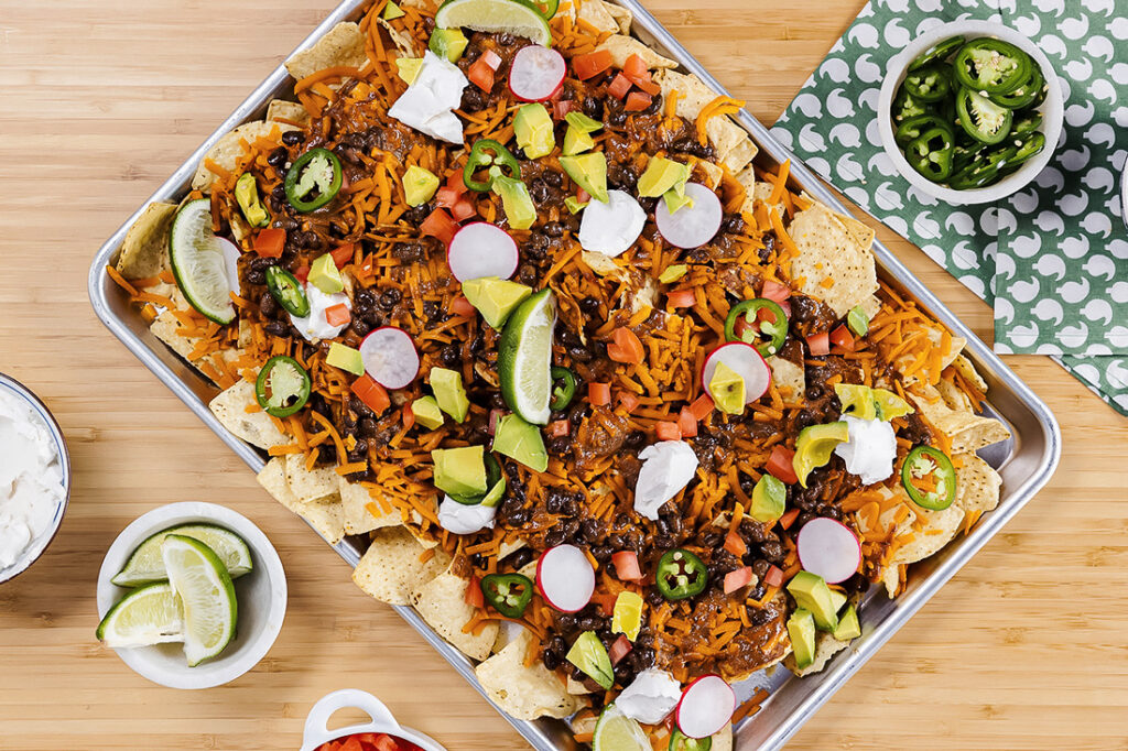 Vegan Mole Nachos Loaded With Black Beans and Melted Cheese