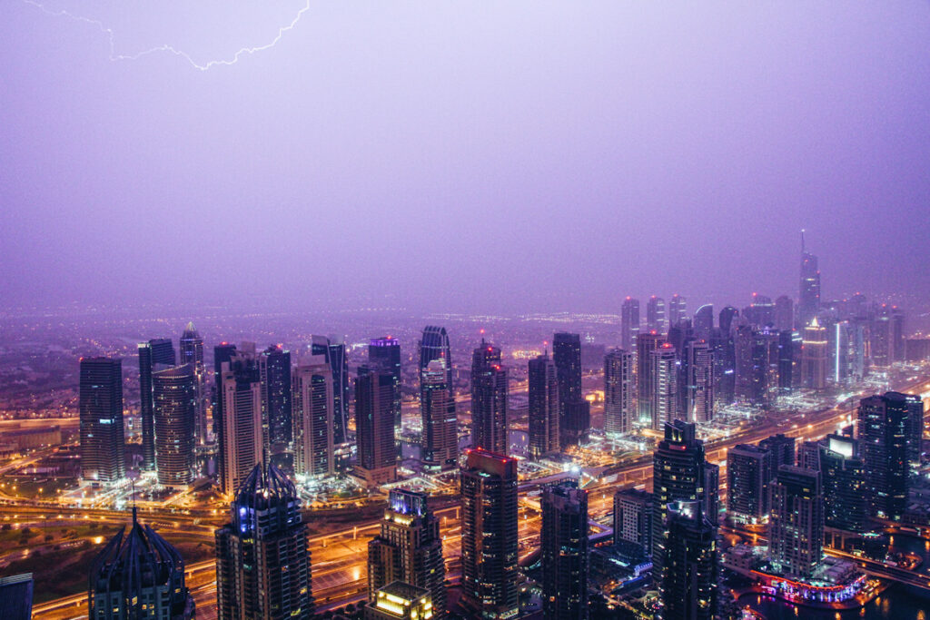 Photo of Dubai city skyline, one of the hot locales where fake rain could help cool things down.