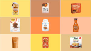 A grid of various pumpkin spice products.