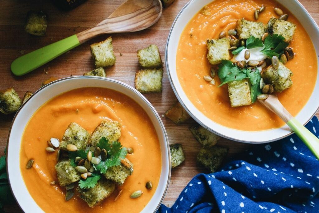Vegan carrot soup for Rosh Hashanah
