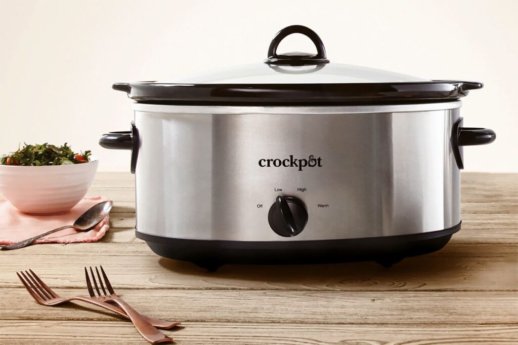 Photo shows a Crockpot on a wooden table