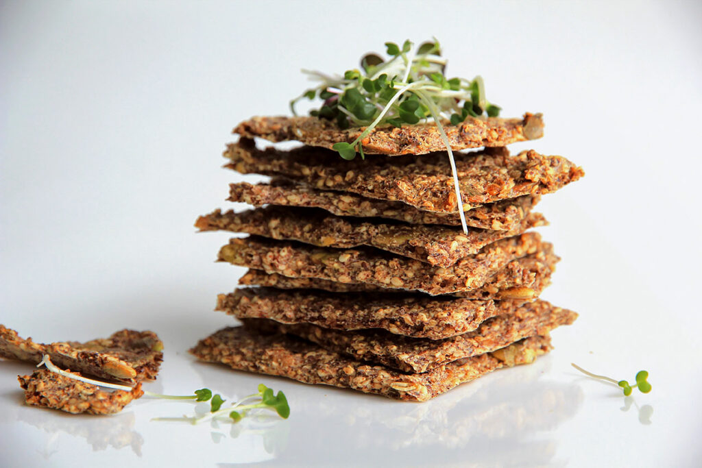 Photo shows amaranth crackers.