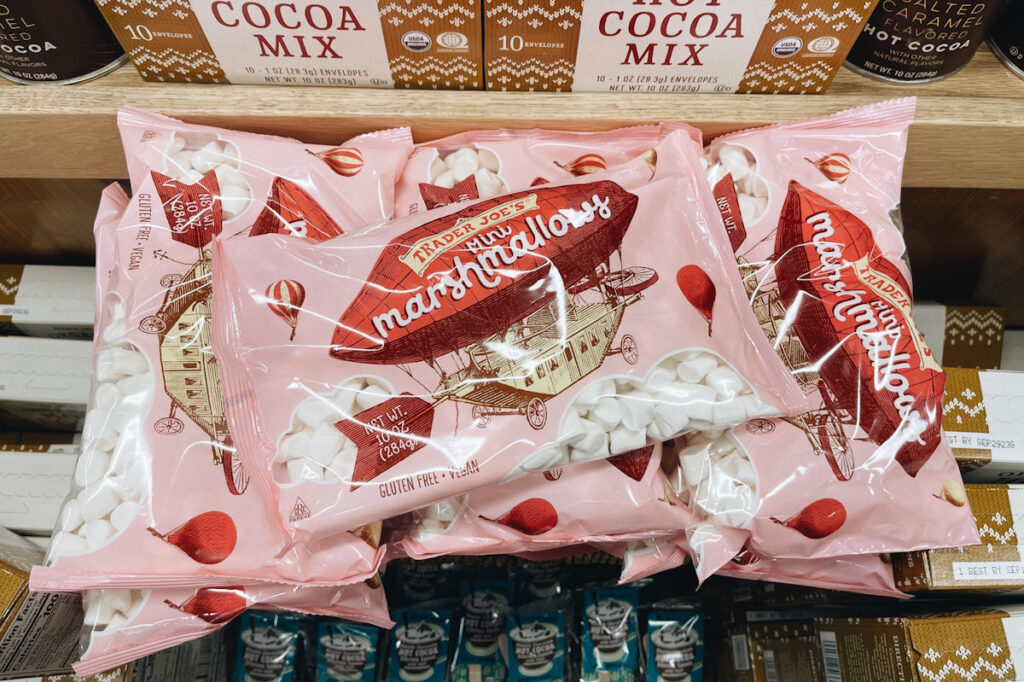 Photo shows Trader Joe's vegan mini marshmallows.