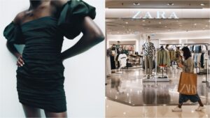 zara dress split with an image of a zara store