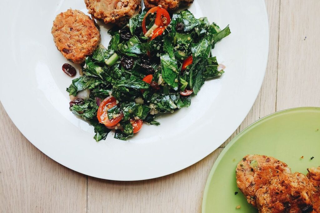 Collard Green Salad and Black-Eyed Pea Fritters