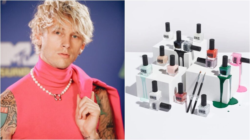 Machine Gun Kelly split with a product image of his new nail polish line