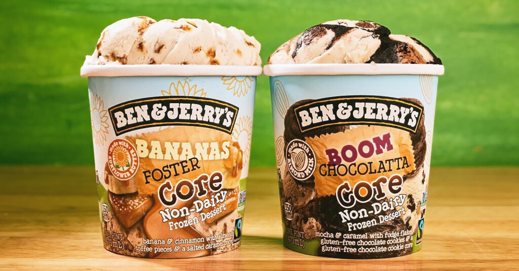 Photo shows the two new vegan varieties of Ben & Jerry's Core ice cream range.