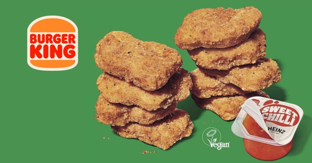 Burger King nuggets against a green background
