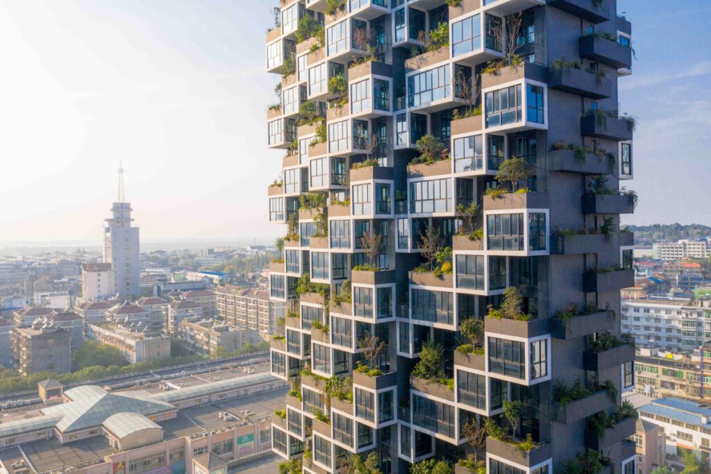 Photo shows the Huanggang Vertical Forest Complex in China.